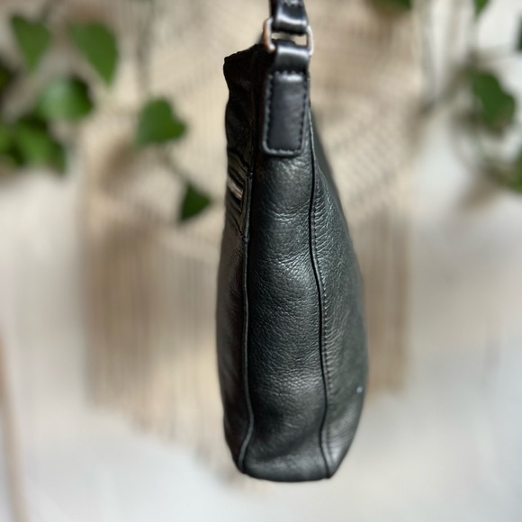 Margot Genuine Leather Black Crossbody Bag Tassel Zip Pebbled Medium - Picture 6 of 11